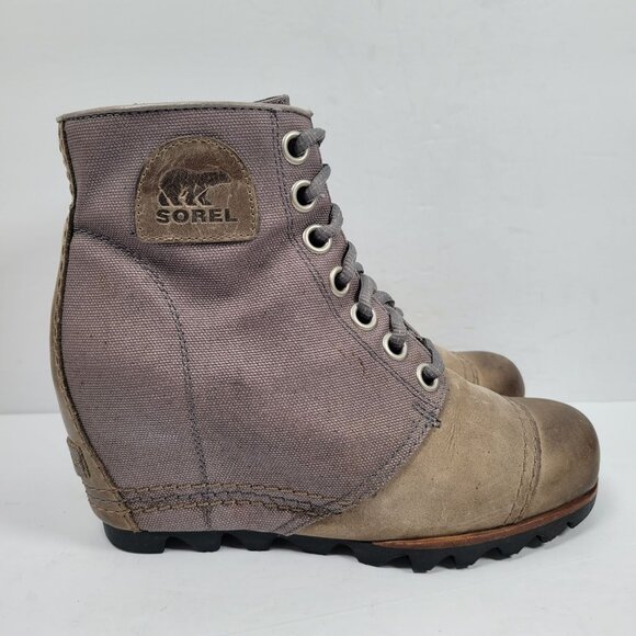 Sorel Women's Taupe Brown Lace-Up Ankle Boots NL2174-051 US Size 7 - Picture 1 of 11